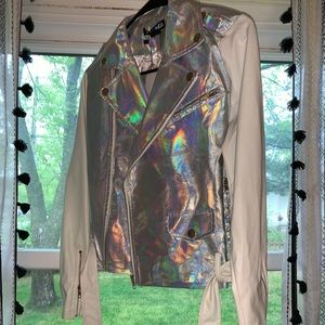 Holographic leather jacket size small